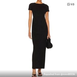 SNDYS Black Short-Sleeve Maxi Dress - Sleek Everyday Style